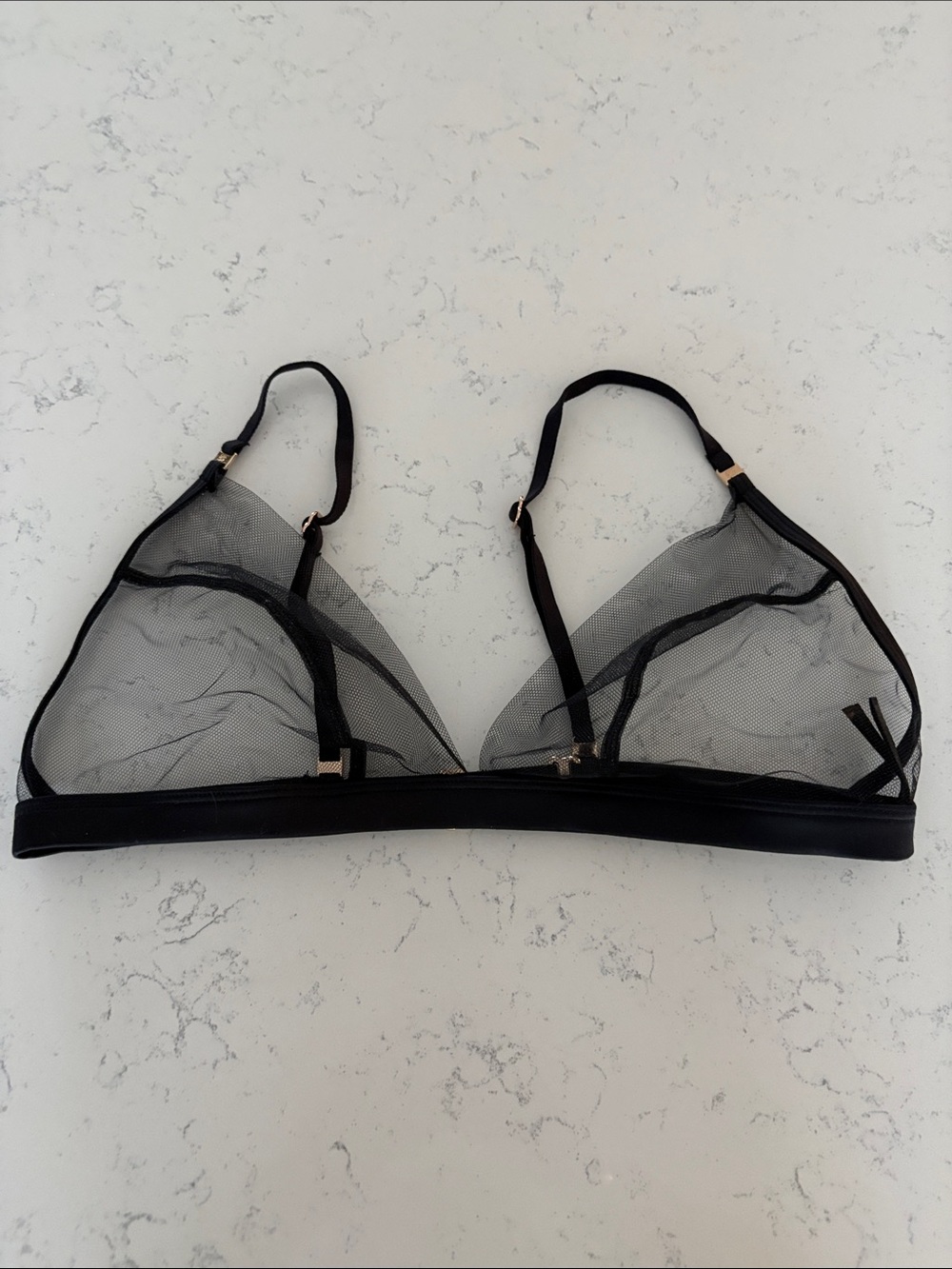 Sheer Black Triangle Bralette - Women Intimates Honey Birdette Large Like New